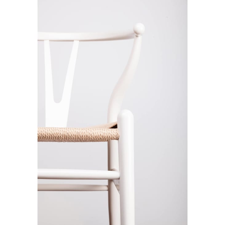 Silla comedor nórdica con estructura blanca y asiento natural NOORA