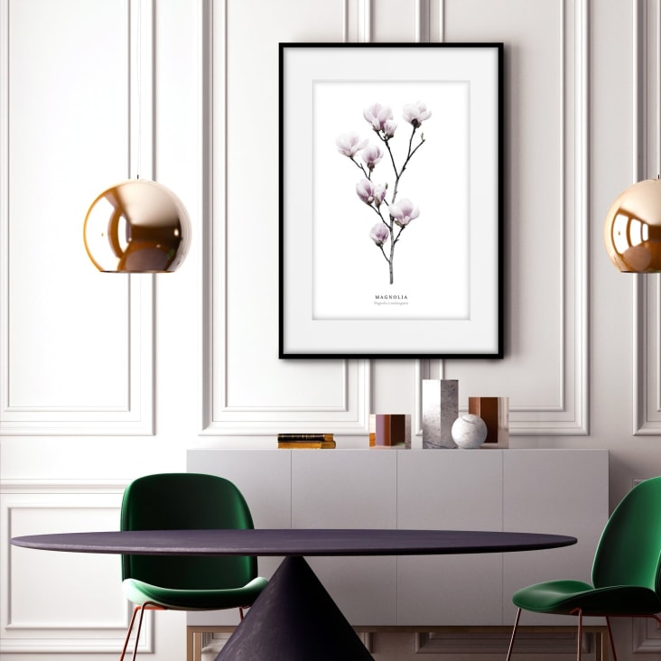 Affiche avec cadre noir - Magnolia - 50x70 FLORES