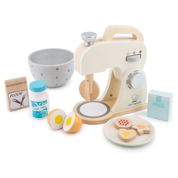 Mamabrum Batidora De Juguete De Madera – Set De Cocinita Con Tazón, Rodillo Y Galletas, Juguete Educativo Montessori De 3 Años