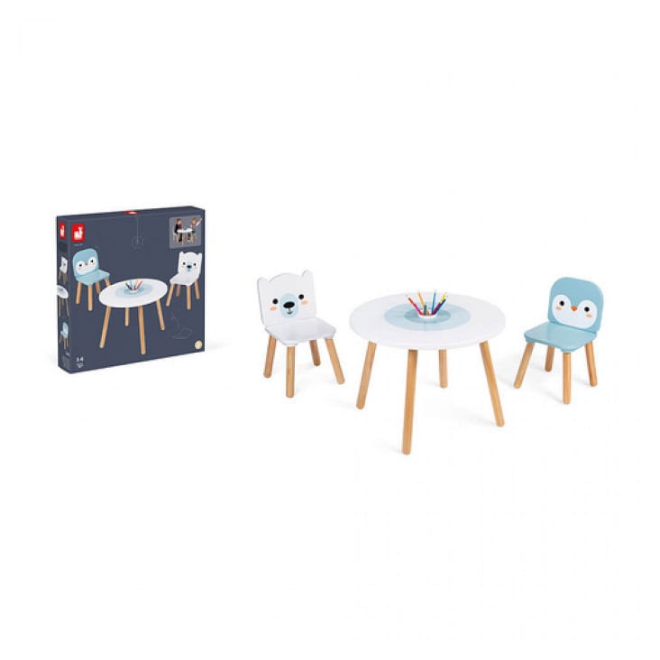 Rebecca Mobili Mesa infantil y 2 sillas Juego de mesa de madera