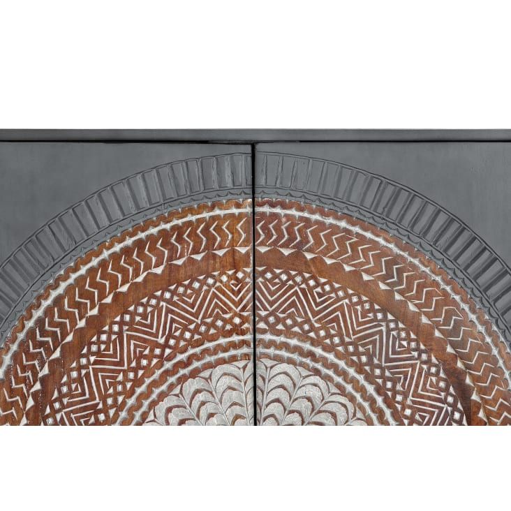 Vitrine en manguier pieds métal gris et marron-Wood mandala cropped-4