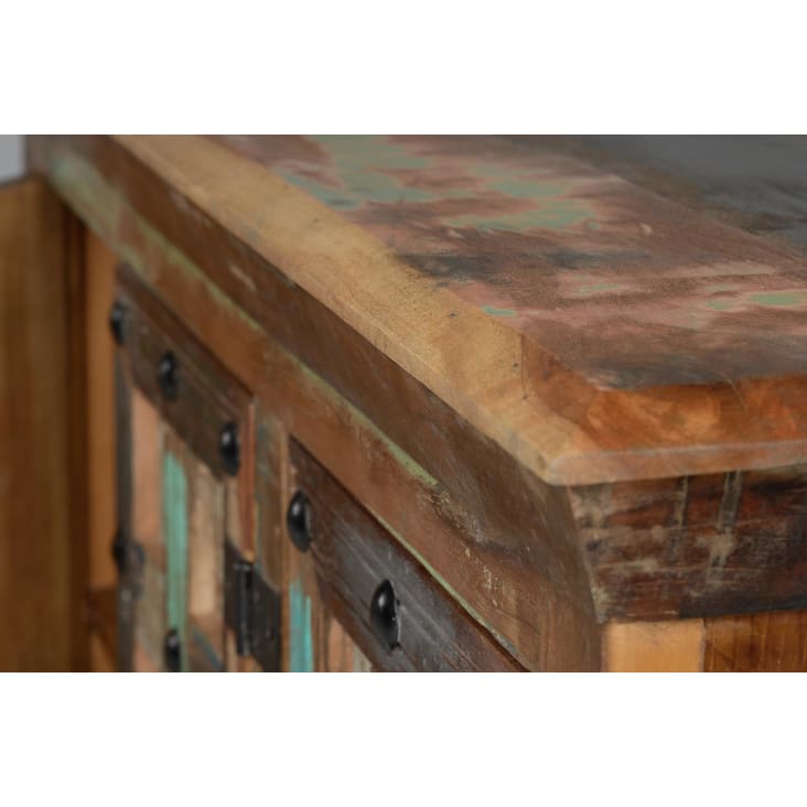 Buffet en bois recyclé et détails métalliques multicolores-Guiza cropped-5