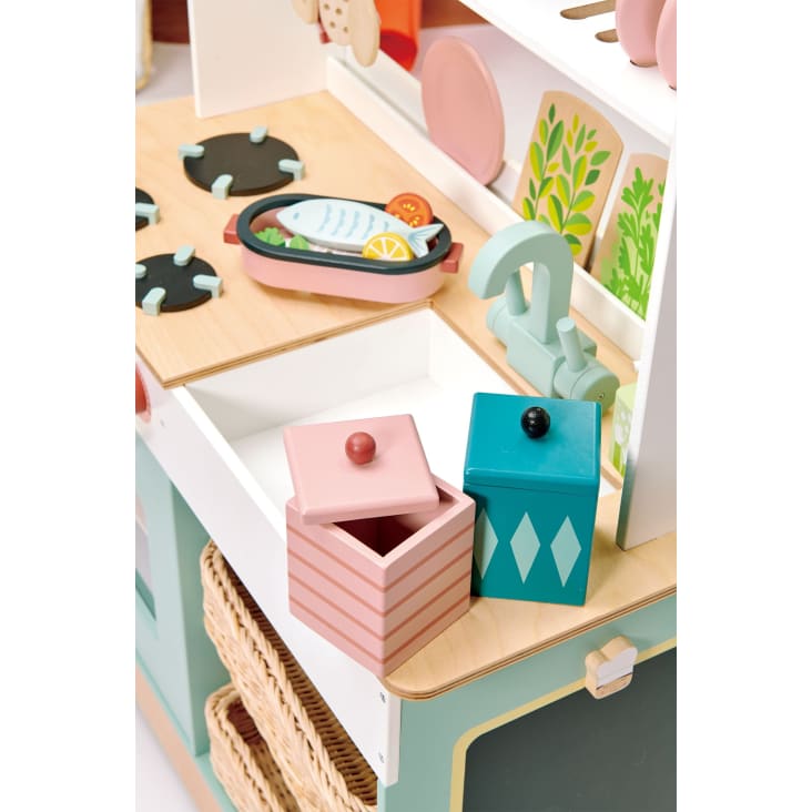 Kit de jeu de cuisine en bois pour enfant de 3 à 6 ans avec de vraies  lumières et sons - Jouet de cuisine - Cadeau pour filles et garçons (vert)