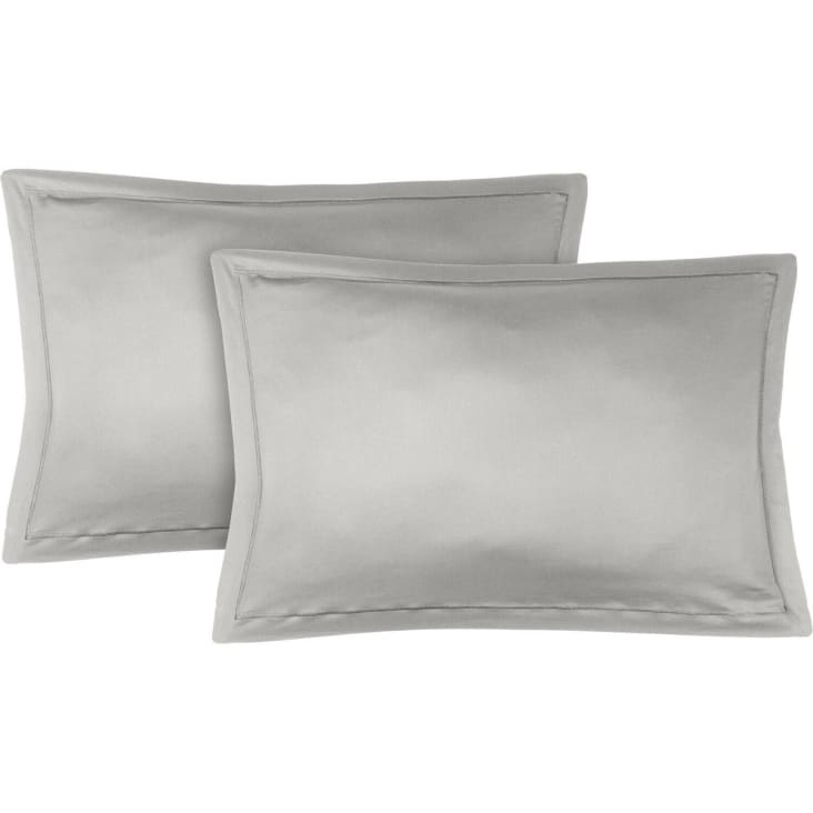 Fundas de almohada (x2) satén de algodón 50x70 gris medio Julia