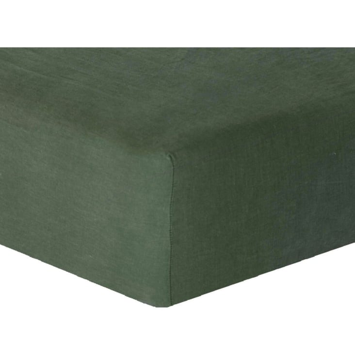 Lenzuolo con angoli lino lavato 140x190x30 verde salvia Hortense