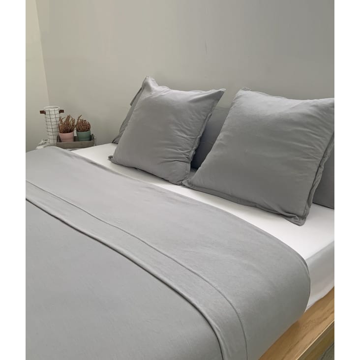 Sábana de punto 100% algodón gris para cama de 90 cm con almohada GREY | Maisons Monde