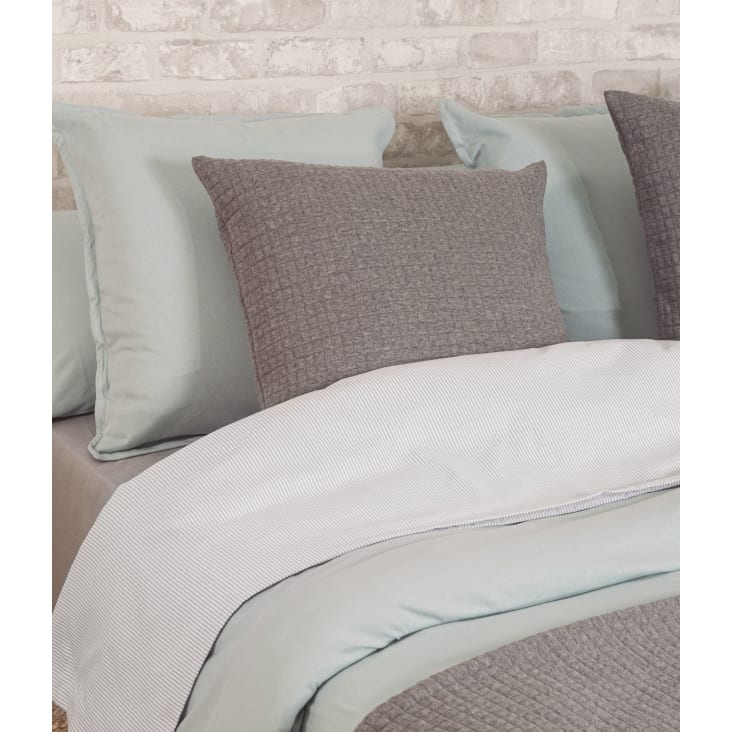 Sábana de punto 100% algodón gris para cama de cm con almohadas | Maisons du Monde