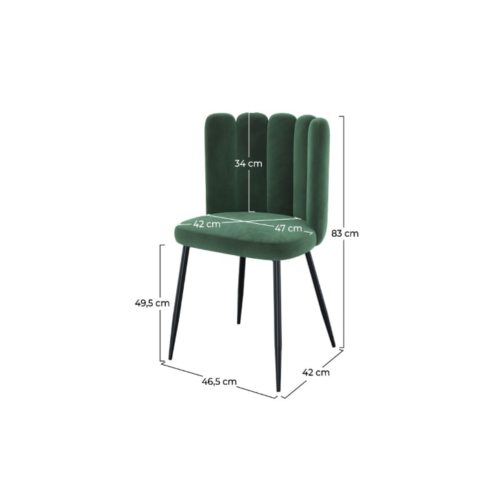 Sedia in velluto verde con gambe in metallo (set di 2) Rosy
