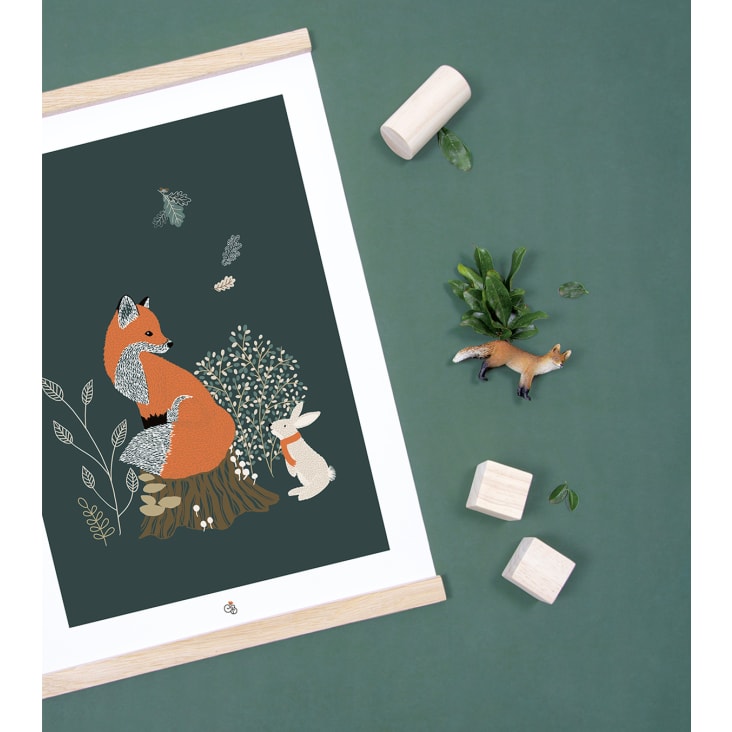 Affiche renard et lapin en papier bleu-M. FOX cropped-10