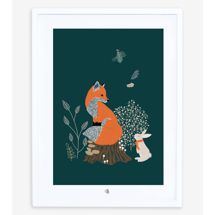 Affiche renard et lapin en papier bleu-M. FOX cropped-5