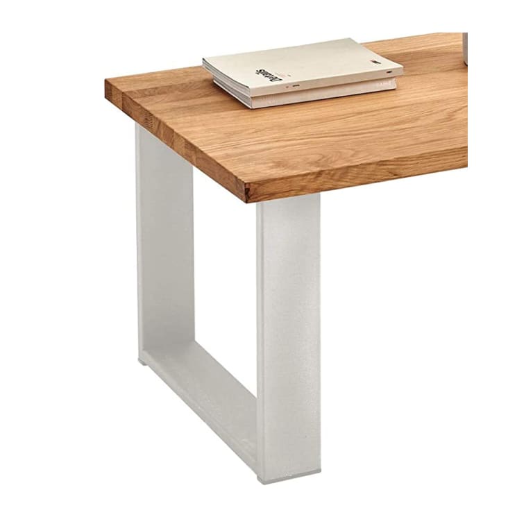 Mesa de centro salón madera maciza natural patas de madera color blanco