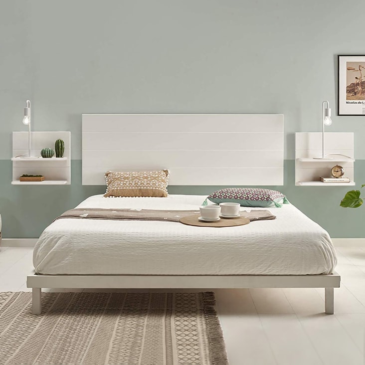 Dormitorio TAO (Estructura de cama 150 + Cabecero + 2 Mesitas) al mejor  precio de Internet