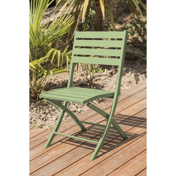 Chaise de jardin pliante en aluminium vert lagune-Marius cropped-2