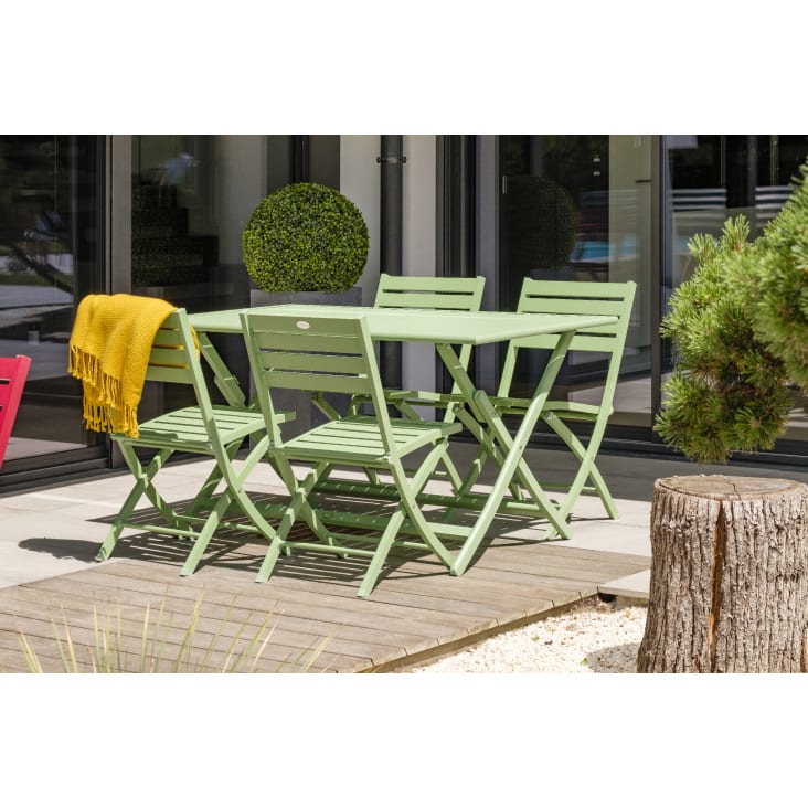 Chaise de jardin pliante en aluminium vert lagune-Marius cropped-3