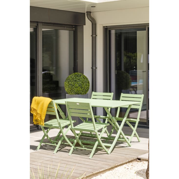 Chaise de jardin pliante en aluminium vert lagune-Marius cropped-4