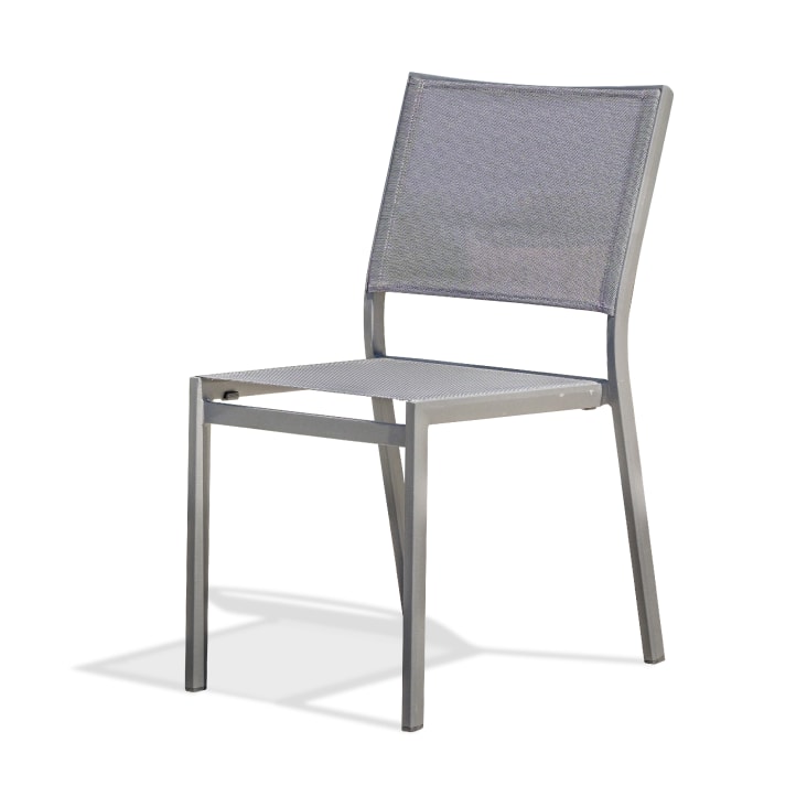 Chaise de jardin empilable en aluminium et toile plastifiée anthracite-Stockholm