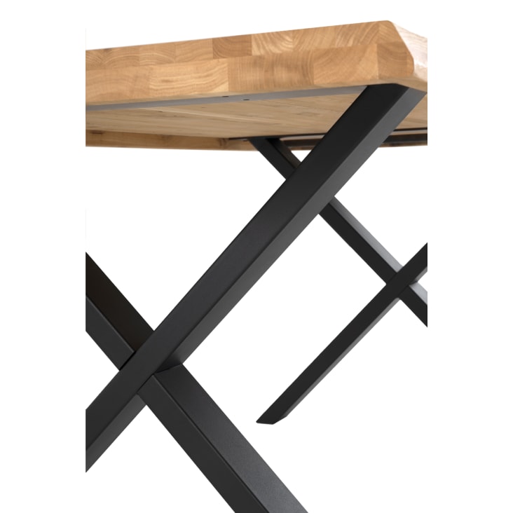 Mesa alta con tapa de madera de roble y patas metálicas negra Merkamueble