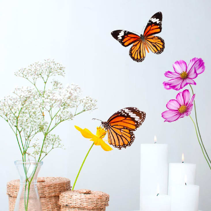 Stickers Papillon et fleurs - Autocollant muraux et deco