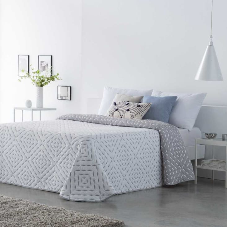 Colcha primavera verano algodón poliéster gris 260x260 cm cama de SUANCES | Maisons du Monde