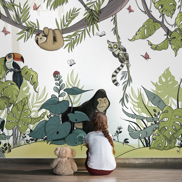 Papier peint panoramique enfant cirque de la jungle 170 x 250 cm