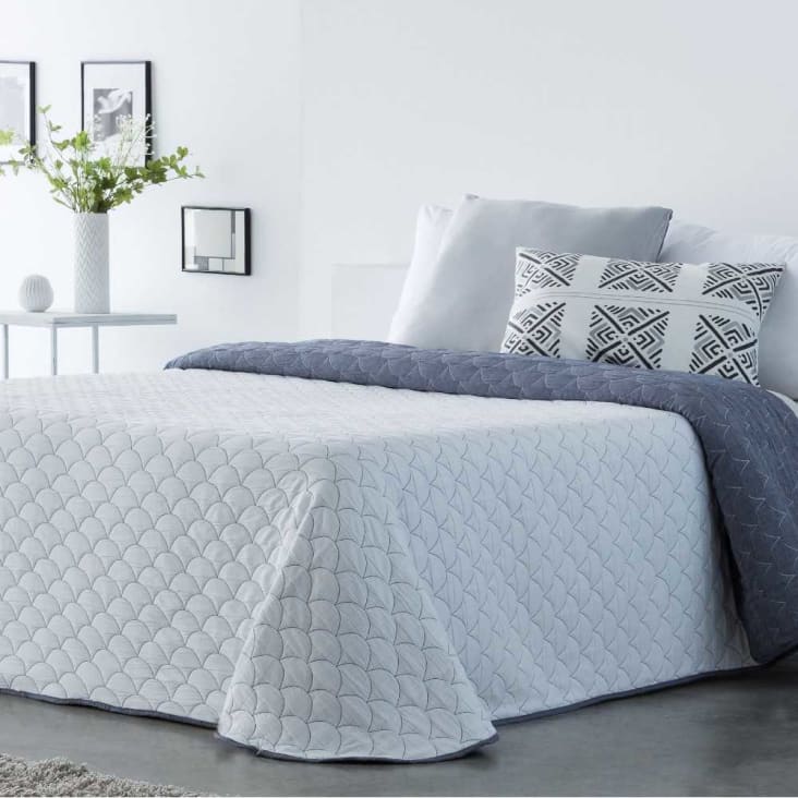 Colcha primavera verano algodón poliéster gris 180x260 cm cama de 90 LAREDO
