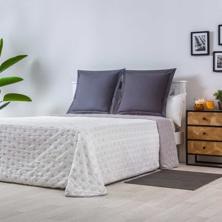 Edredón confort acolchado 200 gr jacquard gris cama 150 (190x265 cm) BICIS