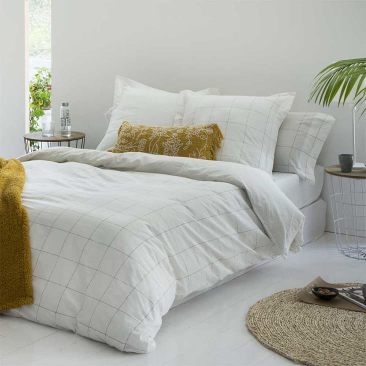 Funda 100% algodón orgánico blanco 220x220 cm cama 135 ZARAUZ | Maisons du Monde