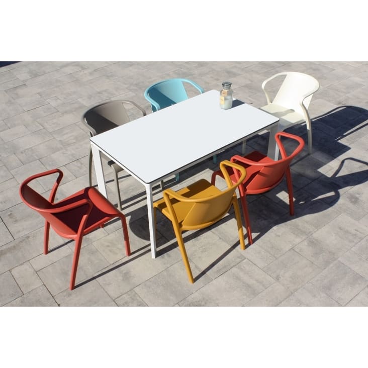 Table de jardin 6 places en aluminium laqué et peinture Epoxy blanc-Meet cropped-3