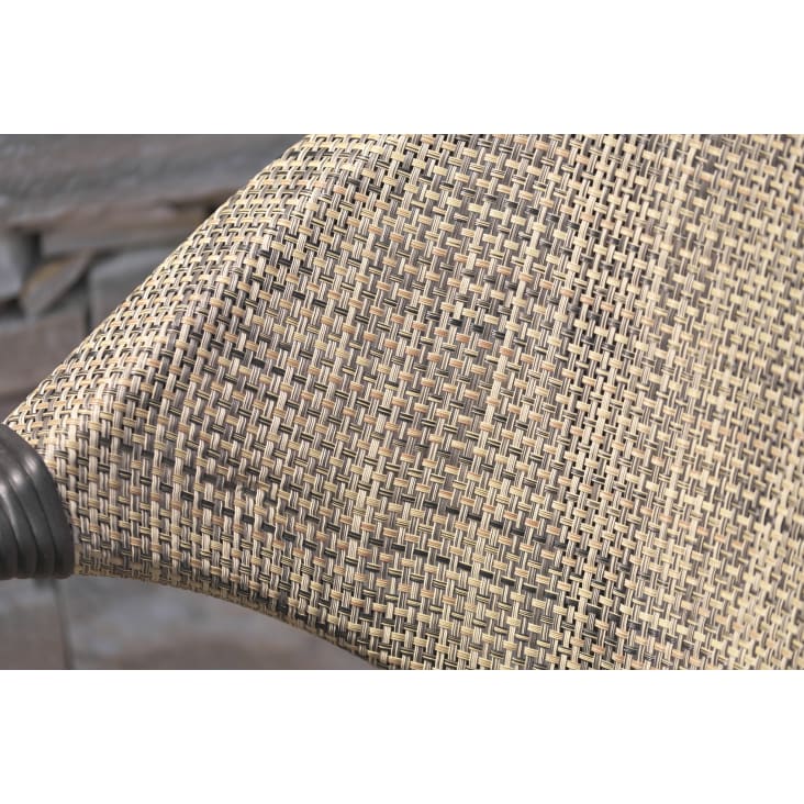 Fauteuil de jardin empilable en aluminium marron et textilène beige-Ushuaia cropped-5
