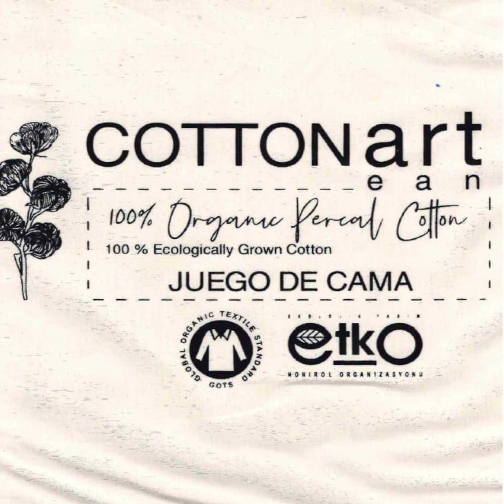 COTTON ARTean - Funda nórdica LEZO 100% algodón orgánico BEIGE cama 90