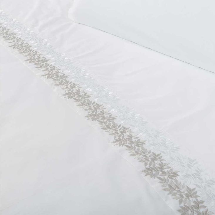 Juego de sábanas bordadas algodón 200 hilos blanco 180x260 Cama 105-ZUYANA cropped-5