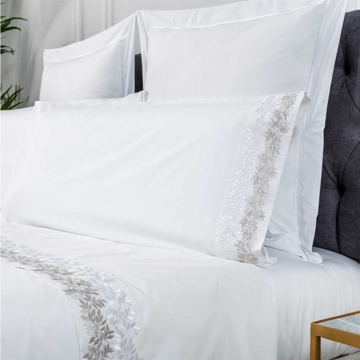 Juego de sábanas bordadas algodón 200 blanco 210x260 135 ZUYANA | Maisons Monde