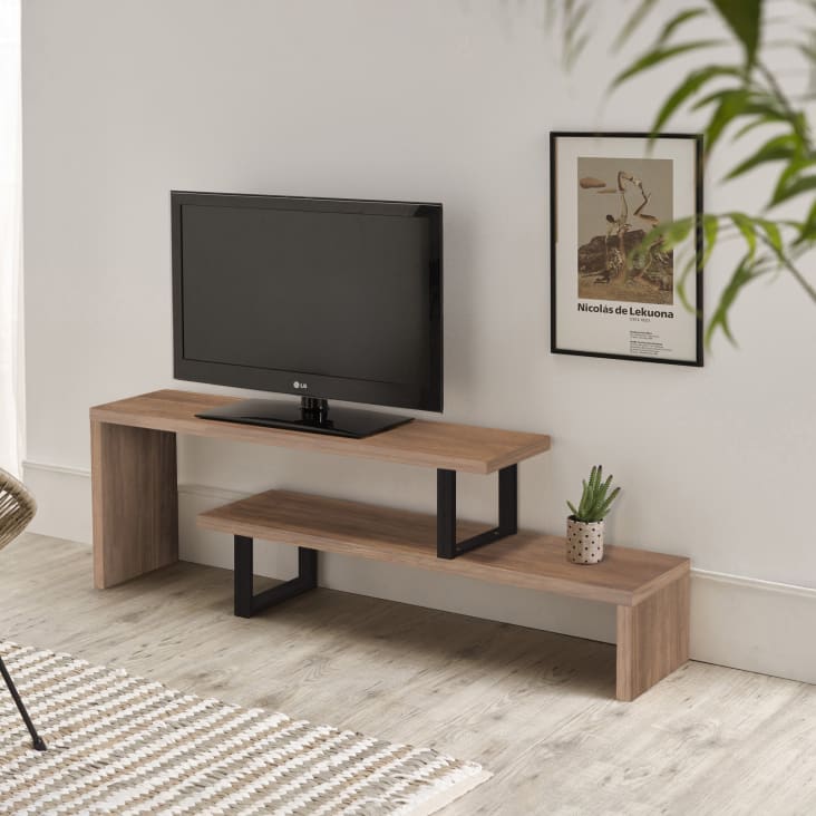 Mueble alto TV de madera de teca y metal 170 cm - Mobiliario de salón -  Tikamoon
