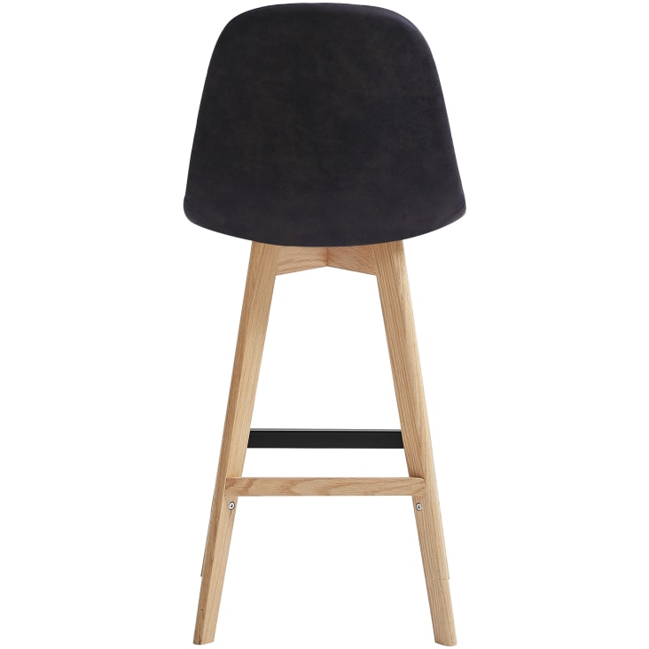 Chaise de bar vintage microfibre marron foncé pieds chêne(x2)-Owen oak cropped-3