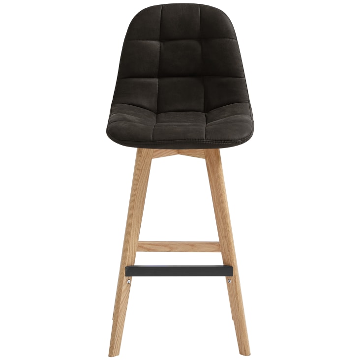 Chaise de bar vintage microfibre marron foncé pieds chêne(x2)-Owen oak cropped-5