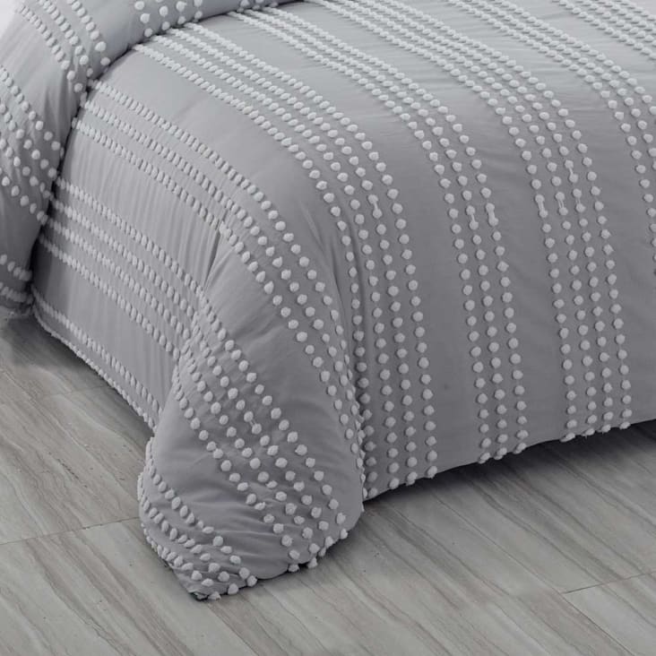 Set de funda nórdica de 200x220 cm con sábanas a juego hechas de algodón de  180 gr/m2 en gris Forme