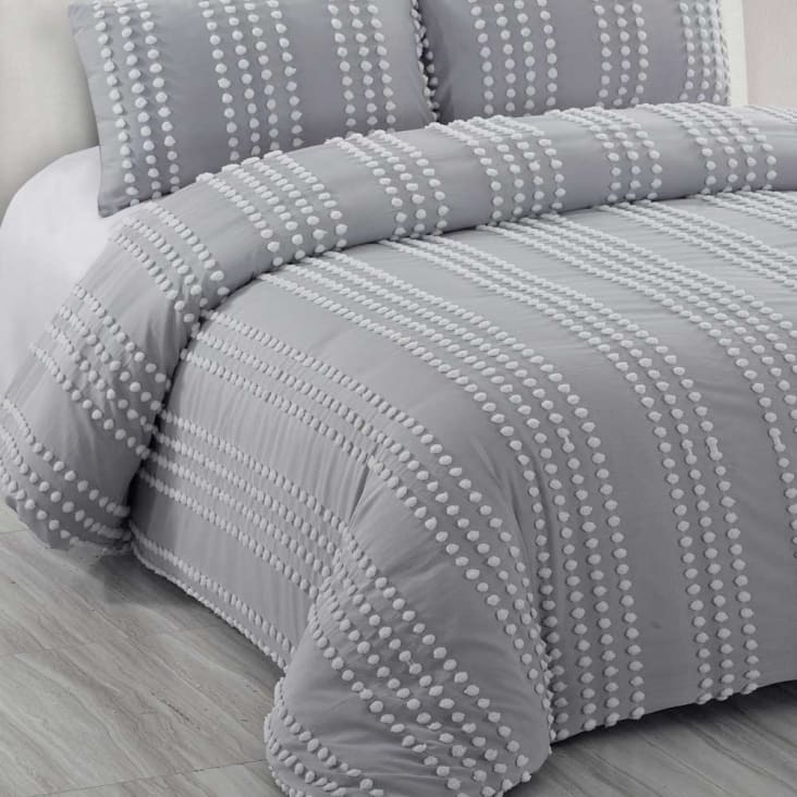 Edredón confort acolchado 200 gr jacquard gris cama 105 (190x265 cm) TURIA