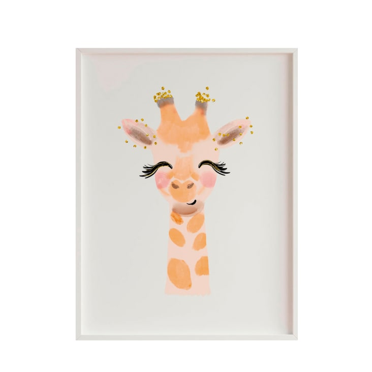 Lámina giraffe enmarcada madera blanca 43X33 cm-DECOWALL