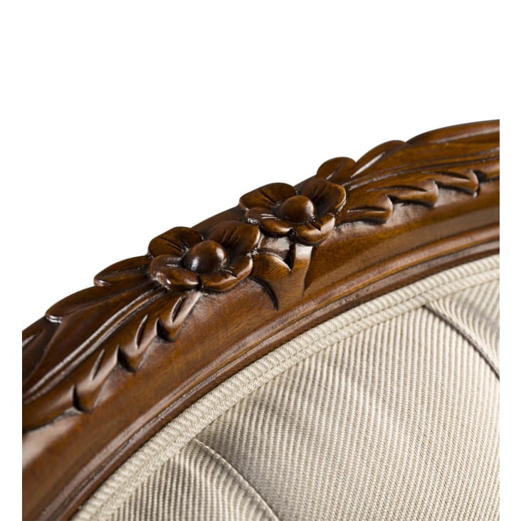 Fauteuil en bois d'acajou marron et polyester blanc-Vintage cropped-5