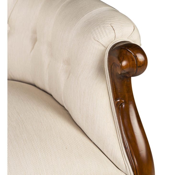 Fauteuil en bois d'acajou marron et polyester blanc-Vintage cropped-6