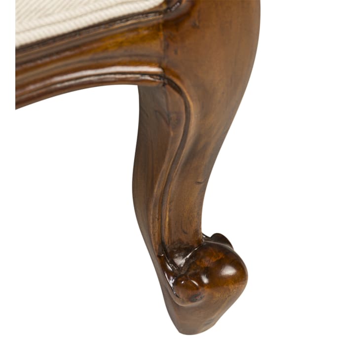 Fauteuil en bois d'acajou marron et polyester blanc-Vintage cropped-7