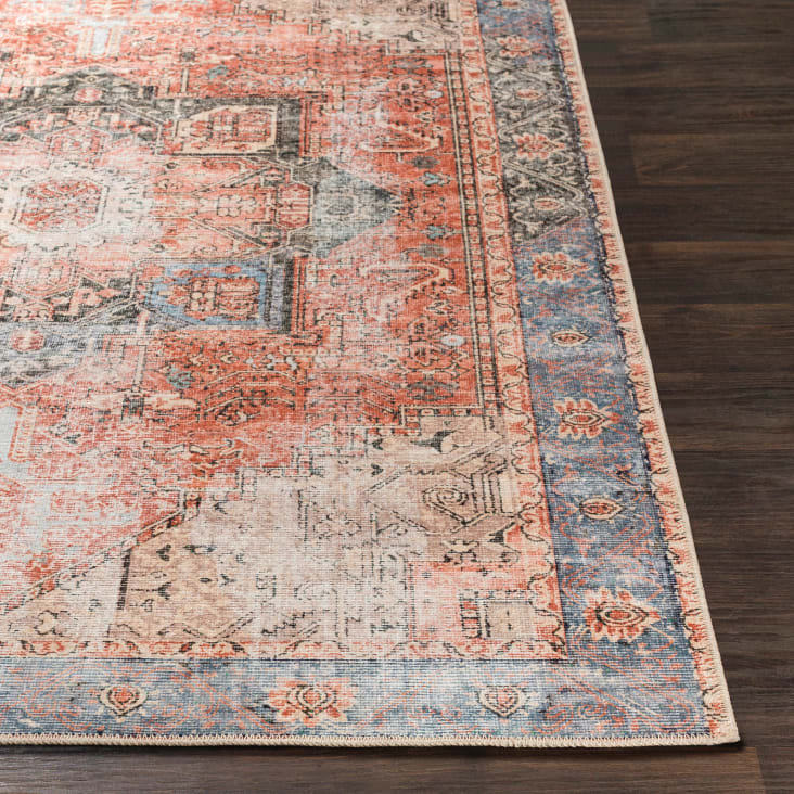 Tappeto Vintage Lavabile in Lavatrice Rosso/Blu 200x275 Lana