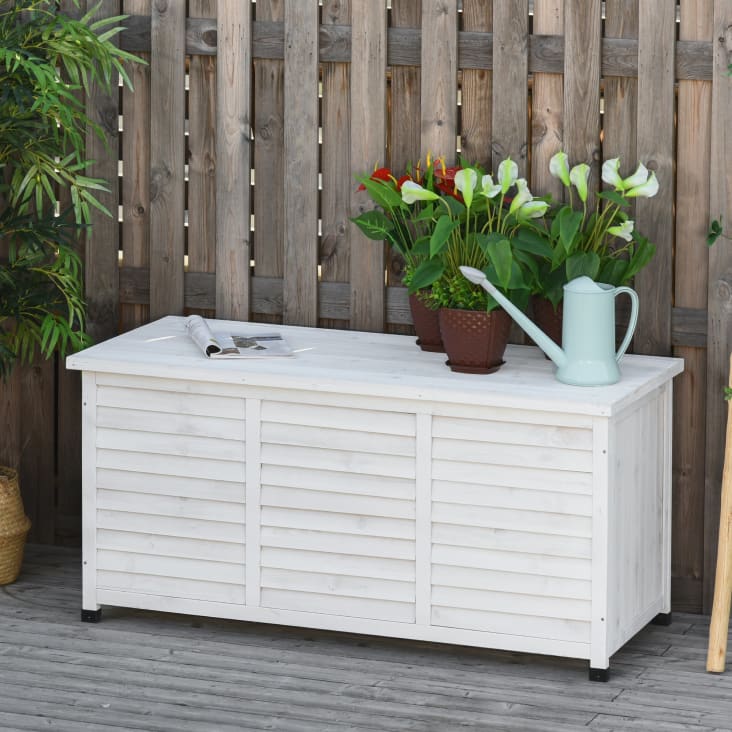 Household Essentials Baúl de madera decorativo rústico lavado blanco,  mediano