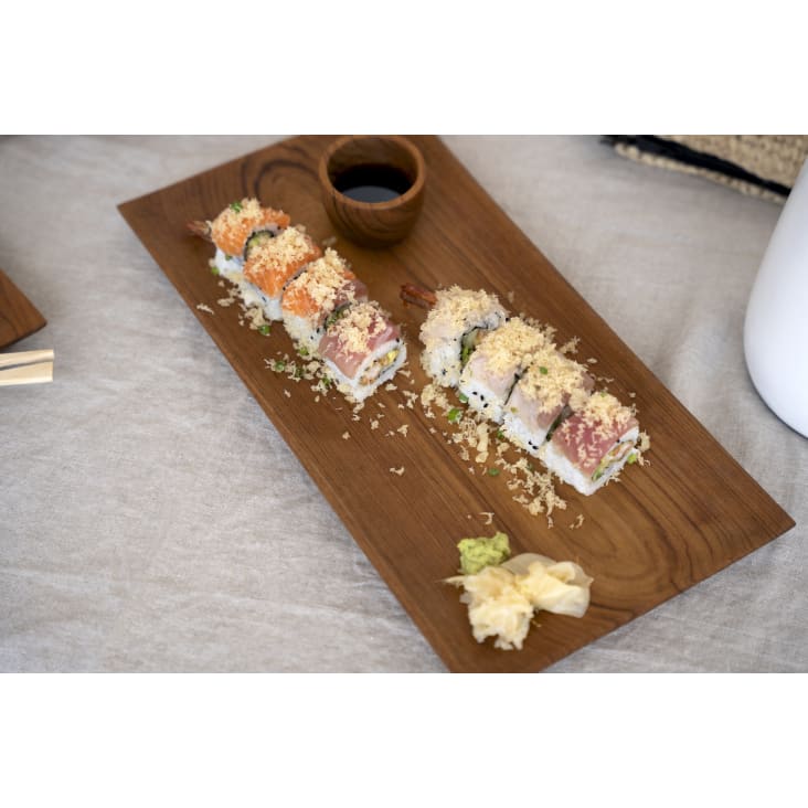 Assiette à sushi en bois de teck grande rectangulaire-TEAK ROOT cropped-4