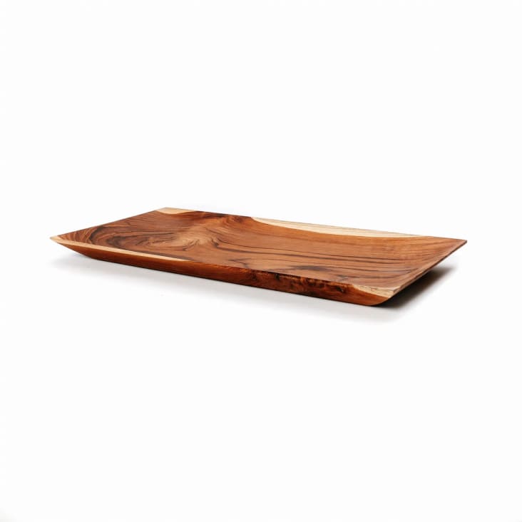 Assiette à sushi en bois de teck grande rectangulaire-TEAK ROOT cropped-5