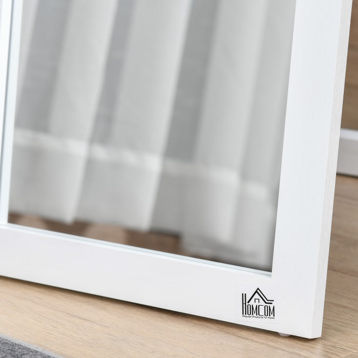  Espejo de pie independiente de madera con acabado blanco Cheval  para dormitorio : Hogar y Cocina