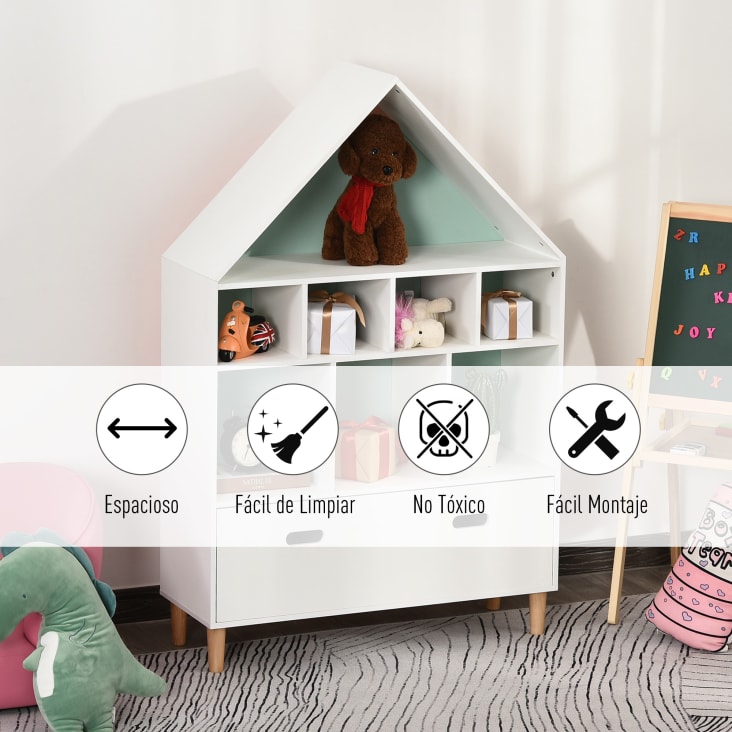 Estantería de juguetes blanca para dormitorios infantiles - Mobili Rebecca
