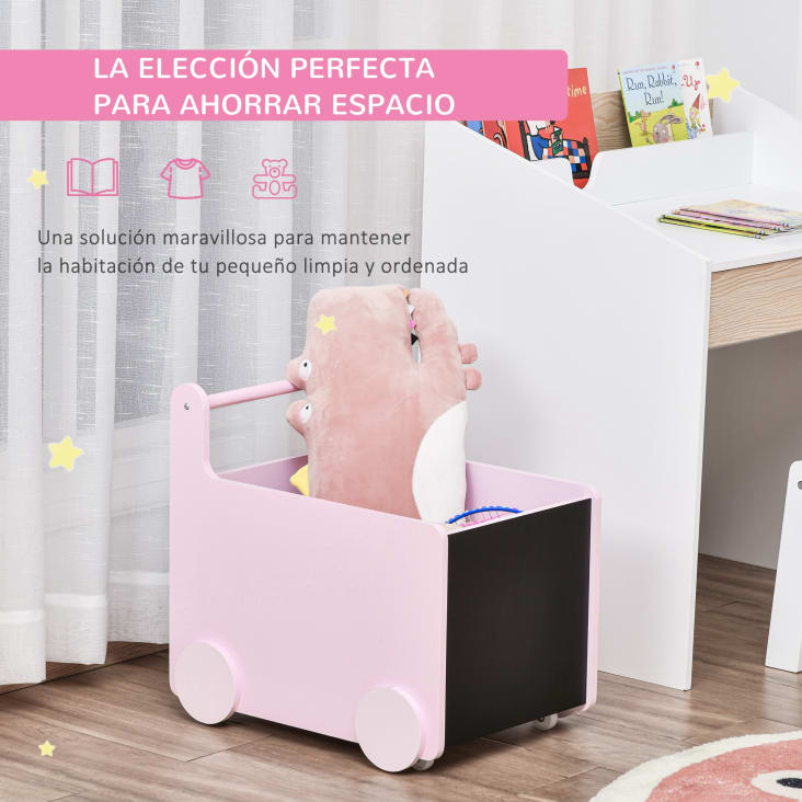 Caja de almacenaje de juguetes 47 x 35 x 45.5 cm color rosa