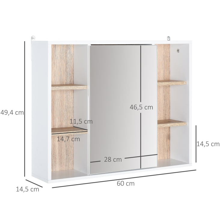 Yaheetech Armario Baño Pared 35x21x55 Cm | MDF Blanco, 2 Estantes Regulables, Colgante O Suelo, Hasta 16 Kg