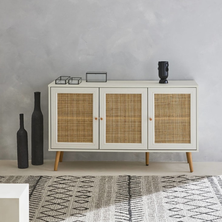 Sideboard mit Rattangeflecht 120 x 39 x 70 cm WeiB